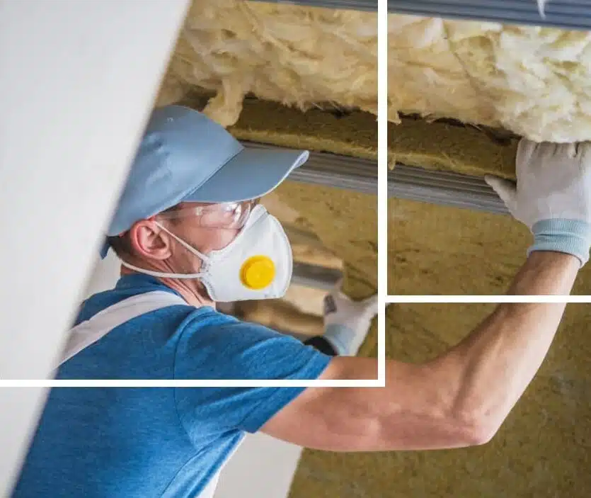 homme en train d'isoler une maison