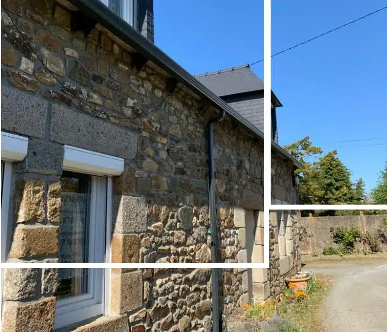 gouttière d'une maison en pierre
